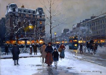 Edouard Cortes : Place Pigalle, Winter Evening
